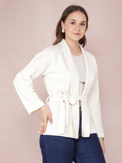 Off White Jacquard Shrug-Women Shrugs-Crimsoune Club