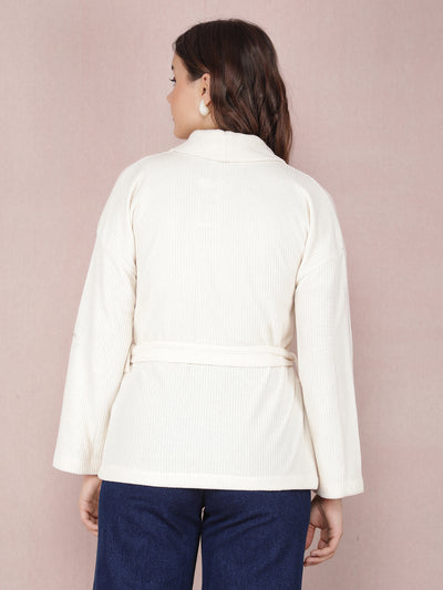 Off White Jacquard Shrug-Women Shrugs-Crimsoune Club