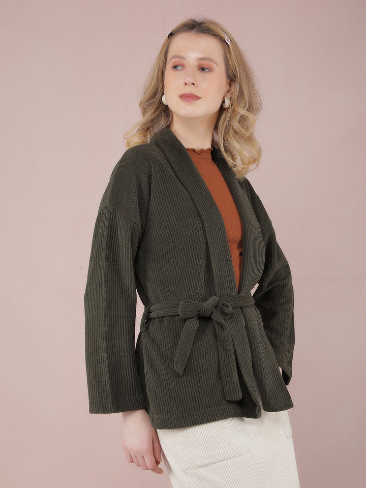 Olive Jacquard Shrug-Women Shrugs-Crimsoune Club
