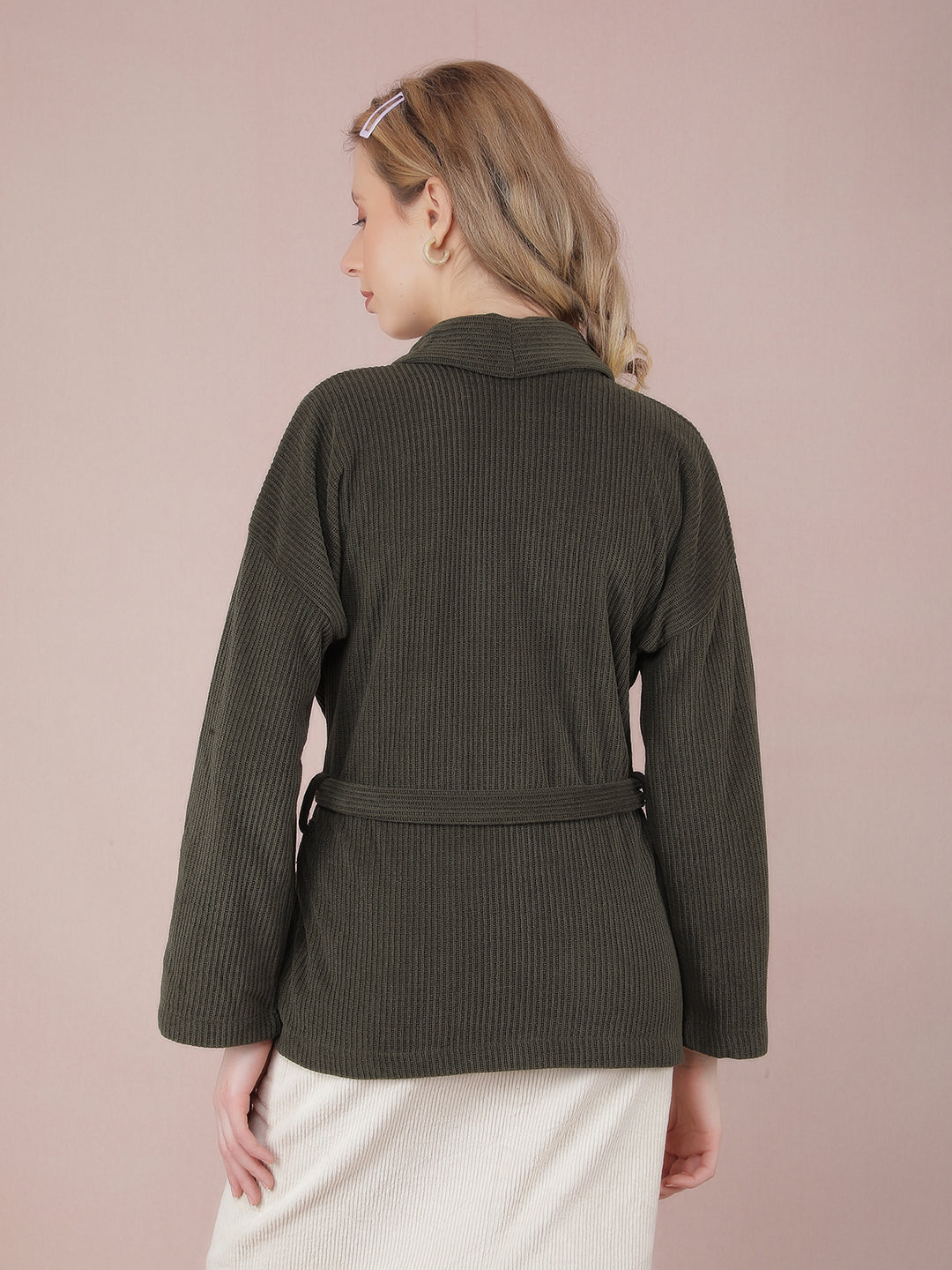 Olive Jacquard Shrug-Women Shrugs-Crimsoune Club