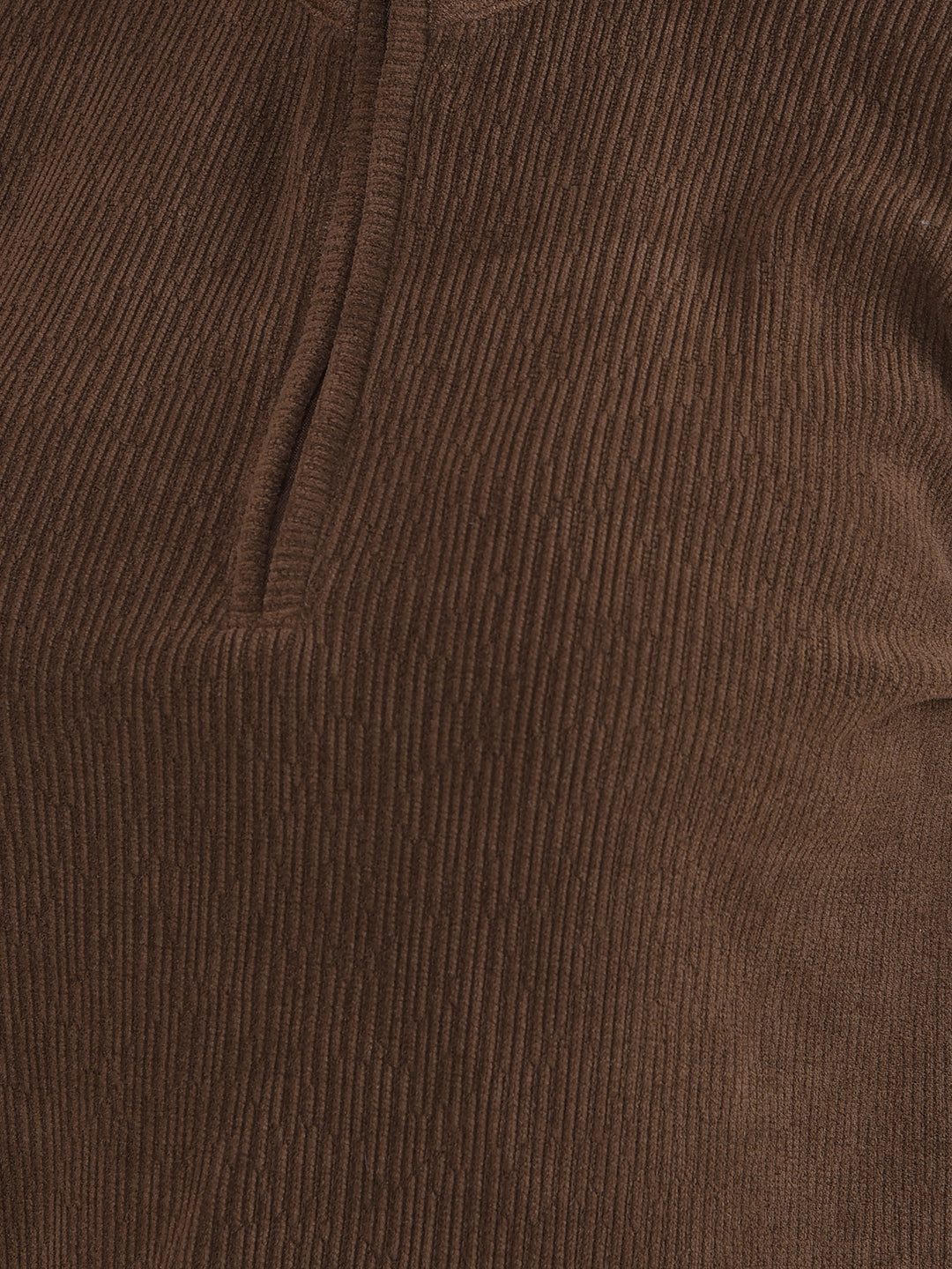Brown High Neck Knitted Crop Top-Women Tops-Crimsoune Club