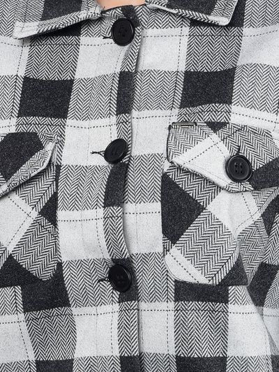 Black Checked Shacket-Women Shackets-Crimsoune Club