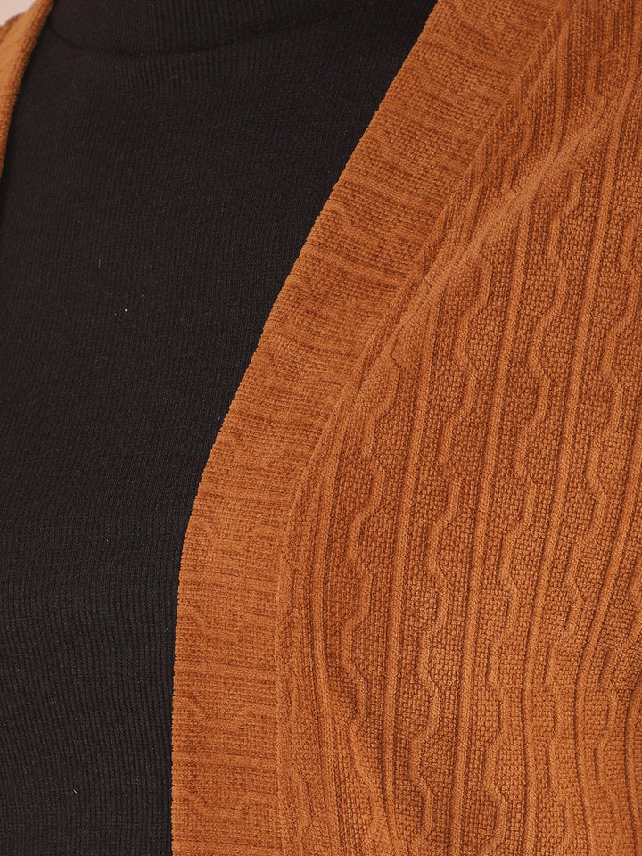 Brown Jacquard Shrug-Women Shrugs-Crimsoune Club