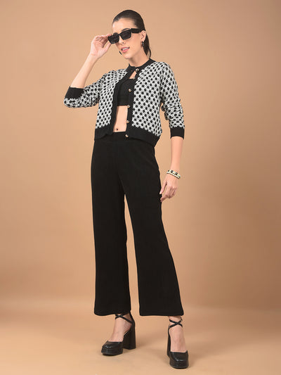 Black Printed Track Pants-Women Track Pants-Crimsoune Club