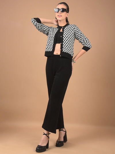 Black Printed Track Pants-Women Track Pants-Crimsoune Club
