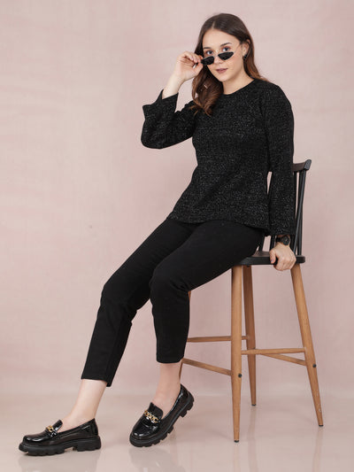 Black Knitted Top-Women Tops-Crimsoune Club