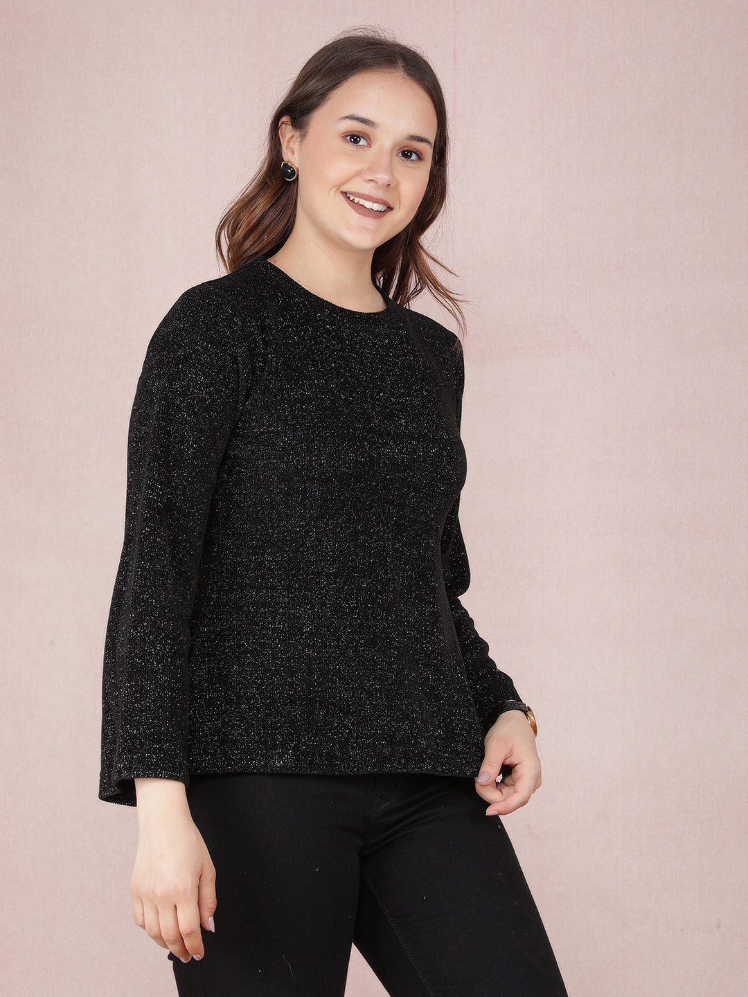 Black Knitted Top-Women Tops-Crimsoune Club