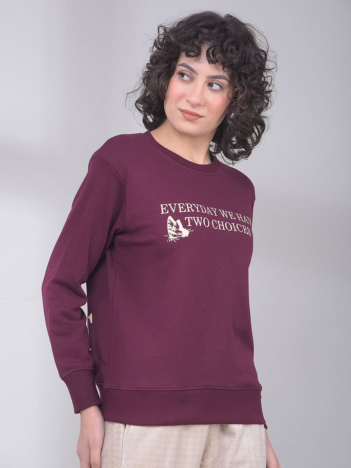 Purple Graphic Print Sweatshirt-Women Sweatshirts-Crimsoune Club
