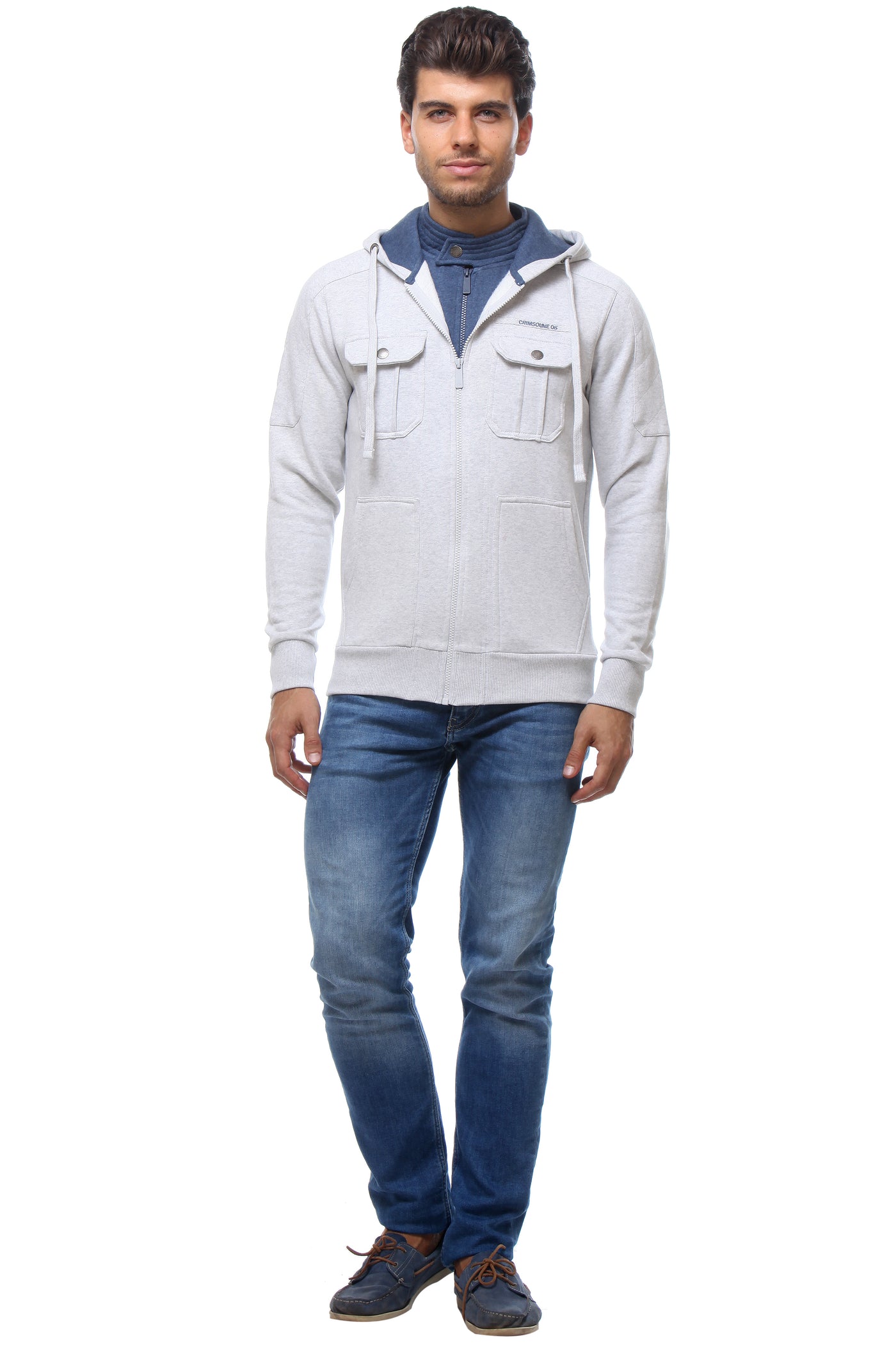 Grey Solid Hooded Sweatshirt-Mens Sweatshirts-Crimsoune Club