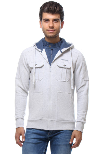 Grey Solid Hooded Sweatshirt-Mens Sweatshirts-Crimsoune Club