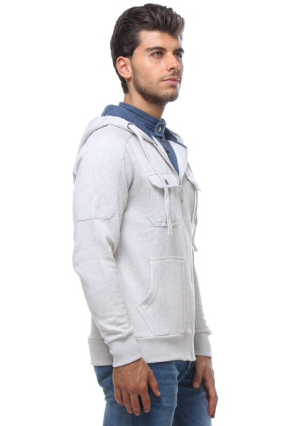 Grey Solid Hooded Sweatshirt-Mens Sweatshirts-Crimsoune Club