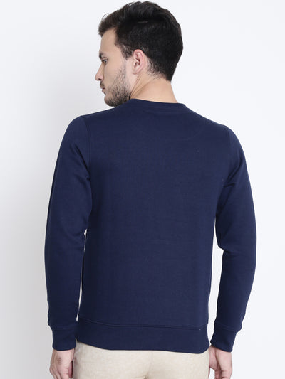 Navy Blue Typography Printed Sweatshirt-Mens Sweatshirts-Crimsoune Club