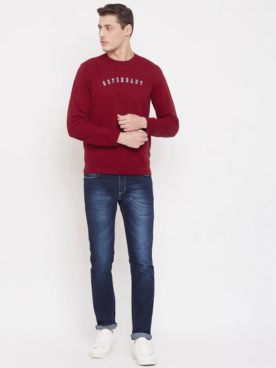 Printed Red Sweatshirt-Mens Sweatshirts-Crimsoune Club