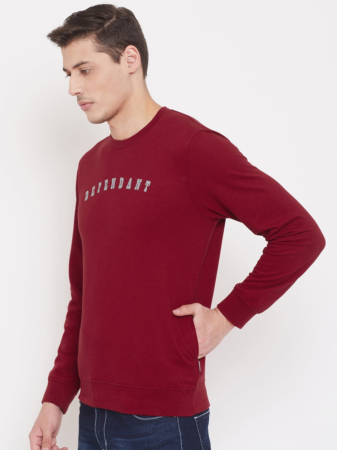 Printed Red Sweatshirt-Mens Sweatshirts-Crimsoune Club