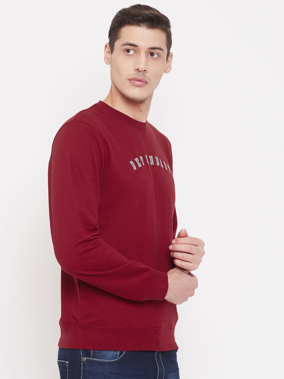 Printed Red Sweatshirt-Mens Sweatshirts-Crimsoune Club