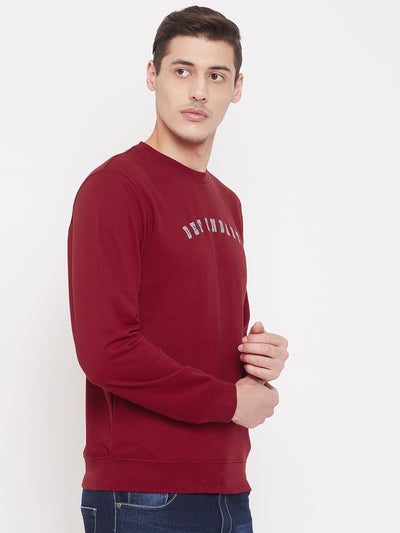 Printed Red Sweatshirt-Mens Sweatshirts-Crimsoune Club