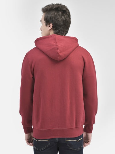 Maroon Front Open Hooded Sweatshirt-Men Sweatshirts-Crimsoune Club