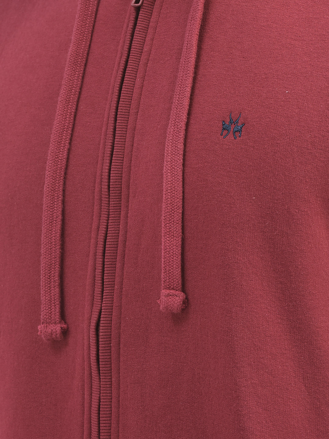 Maroon Front Open Hooded Sweatshirt-Men Sweatshirts-Crimsoune Club