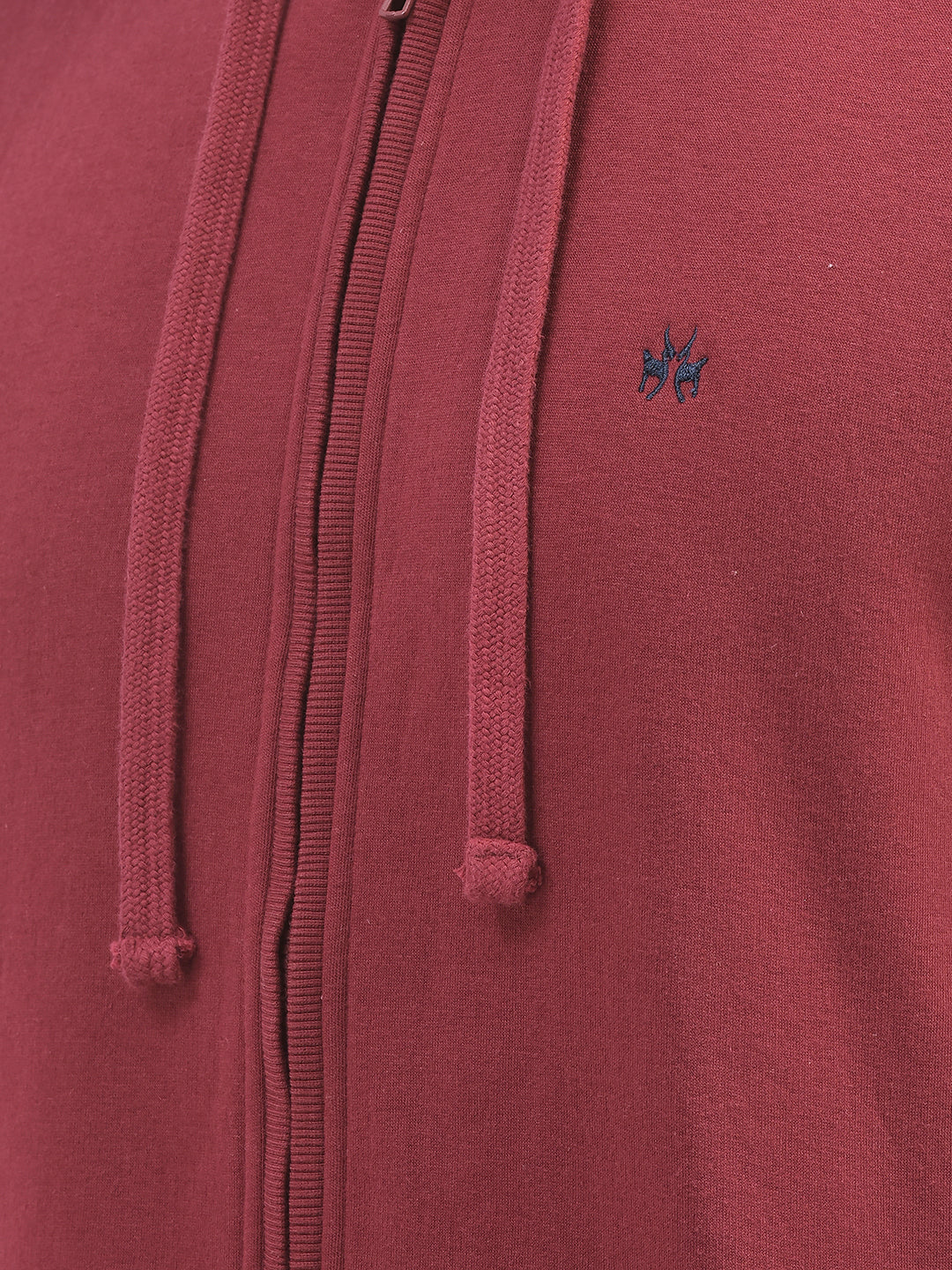Maroon Front Open Hooded Sweatshirt-Men Sweatshirts-Crimsoune Club