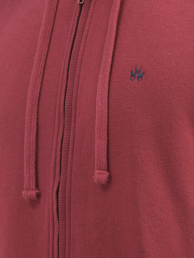 Maroon Front Open Hooded Sweatshirt-Men Sweatshirts-Crimsoune Club