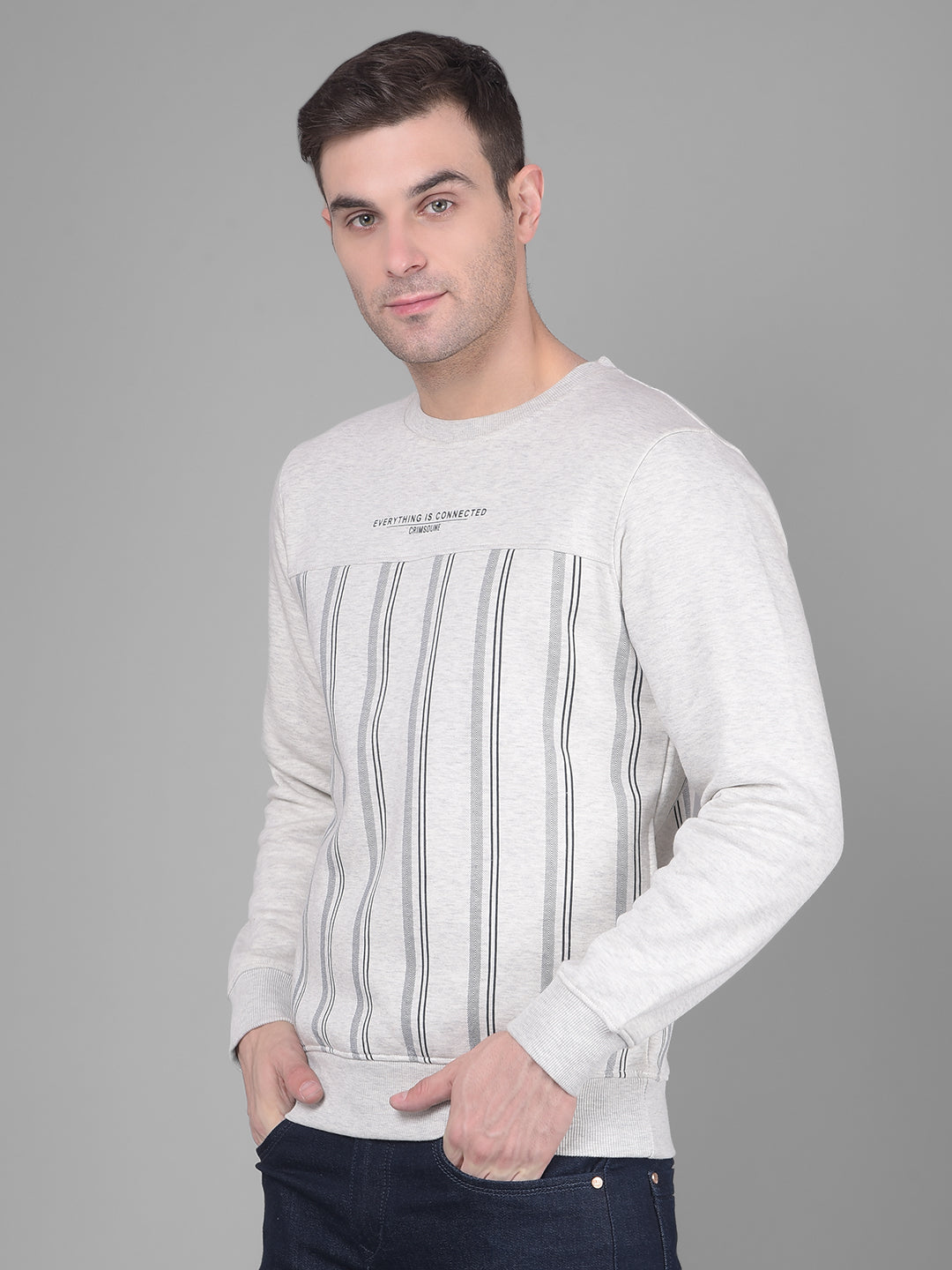 Grey Printed Sweatshirt-Men Sweatshirts-Crimsoune Club