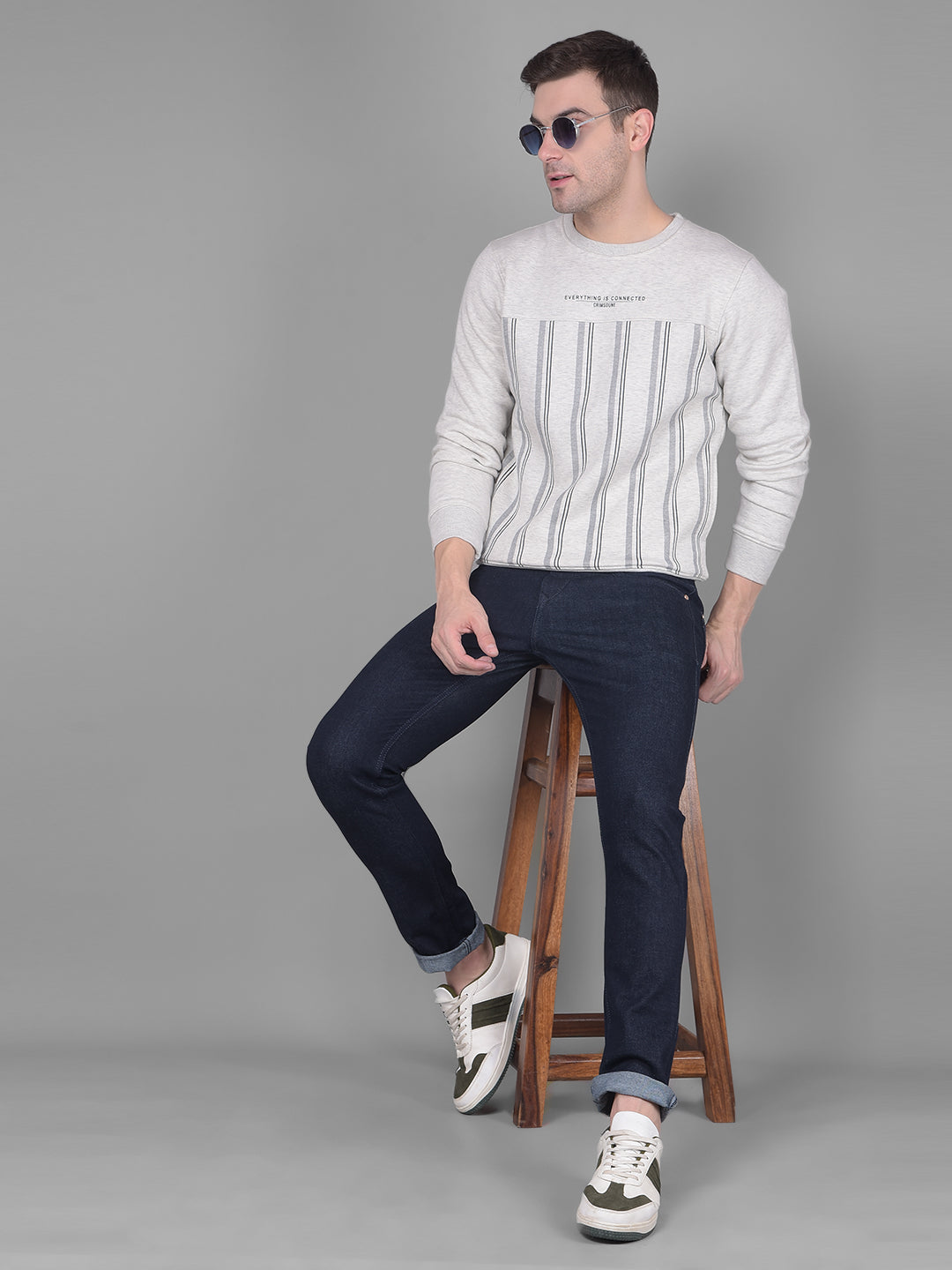 Grey Printed Sweatshirt-Men Sweatshirts-Crimsoune Club