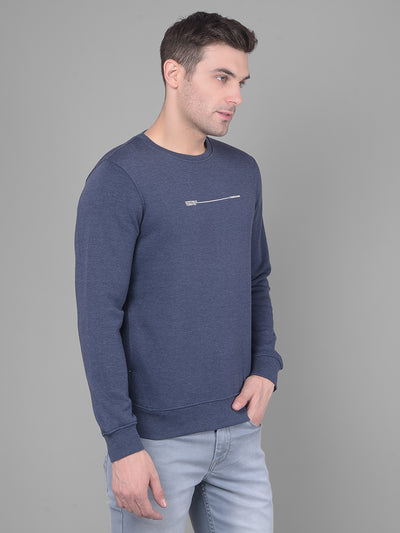 Blue Printed Sweatshirt-Men Sweatshirts-Crimsoune Club