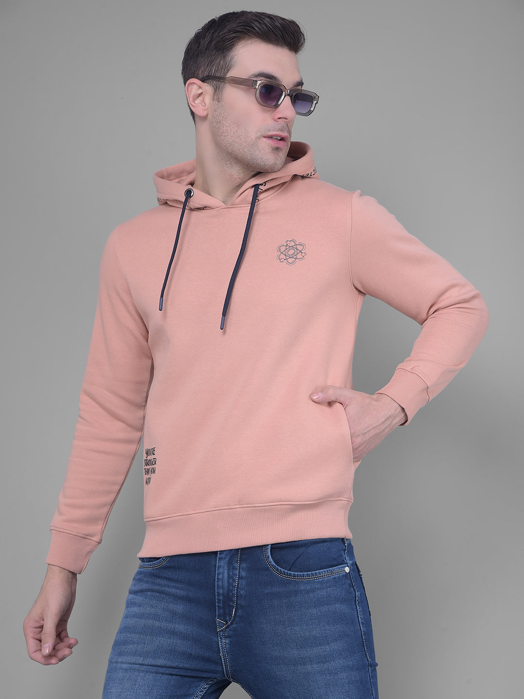 Peach Hoodie Sweatshirt-Men Sweatshirts-Crimsoune Club