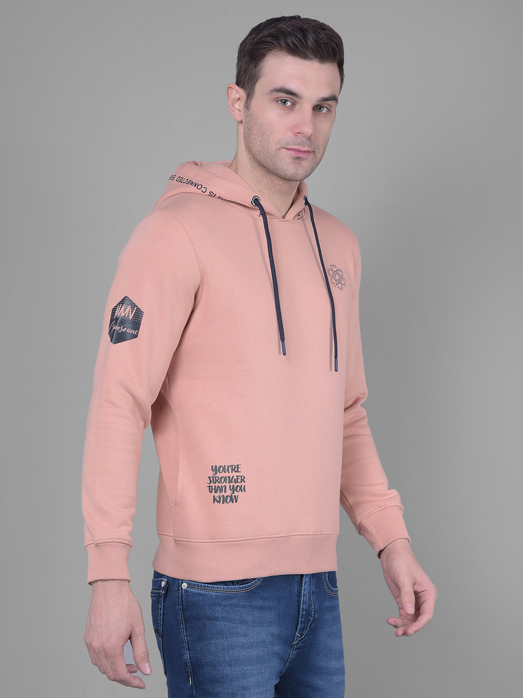 Peach Hoodie Sweatshirt-Men Sweatshirts-Crimsoune Club