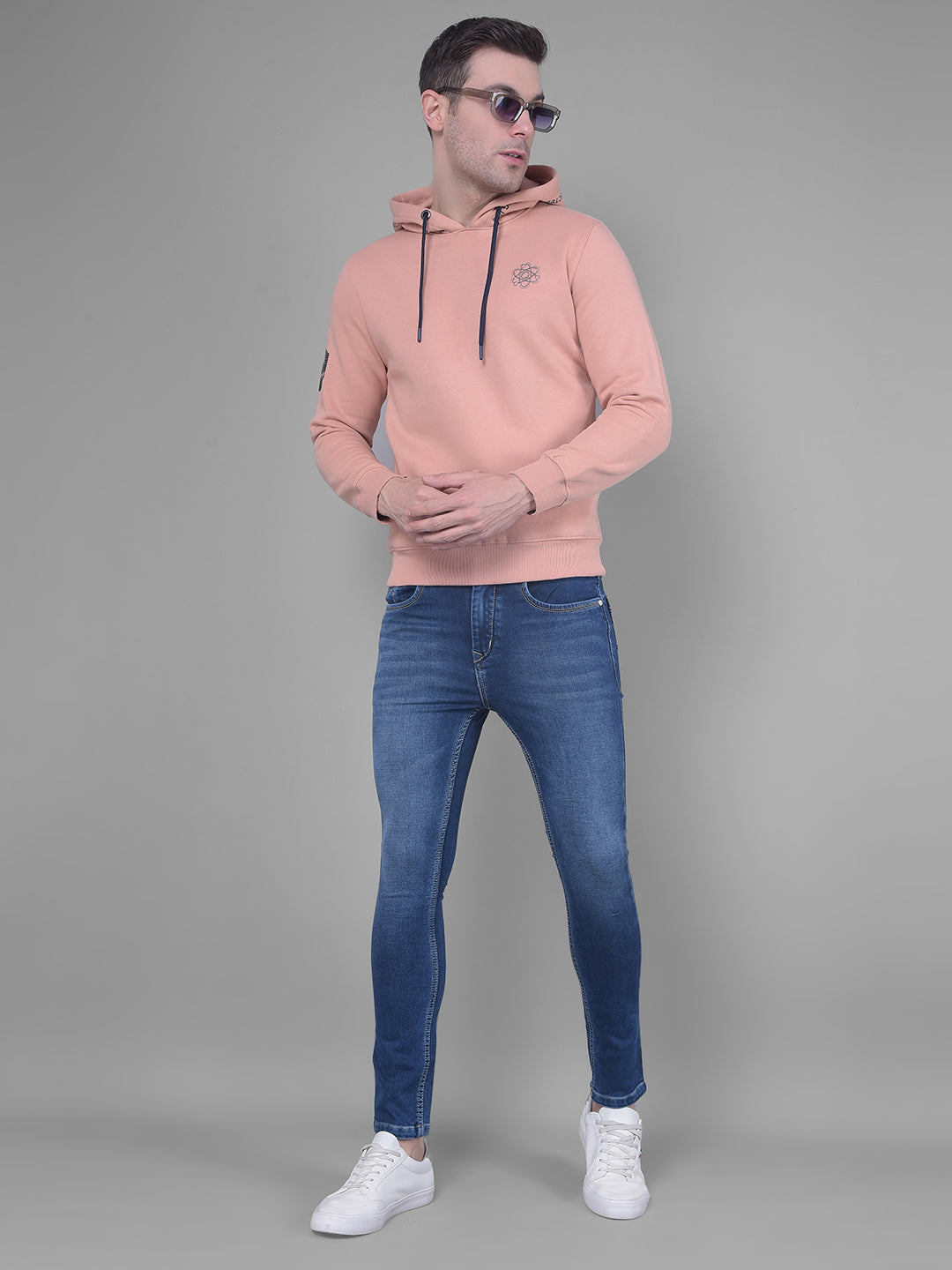 Peach Hoodie Sweatshirt-Men Sweatshirts-Crimsoune Club