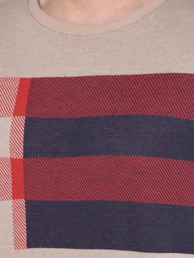 Beige Checks Sweatshirt-Men Sweatshirts-Crimsoune Club