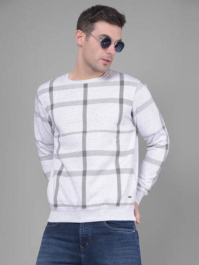 Grey Checks Sweatshirt-Men Sweatshirts-Crimsoune Club