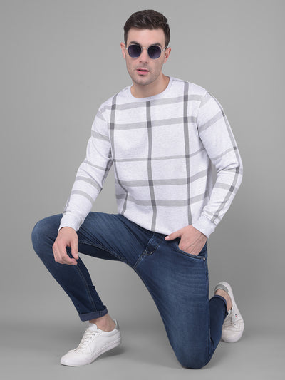 Grey Checks Sweatshirt-Men Sweatshirts-Crimsoune Club