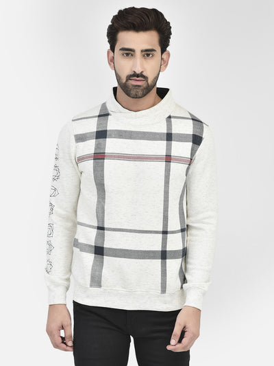 White Printed Sweatshirt-Men Sweatshirts-Crimsoune Club