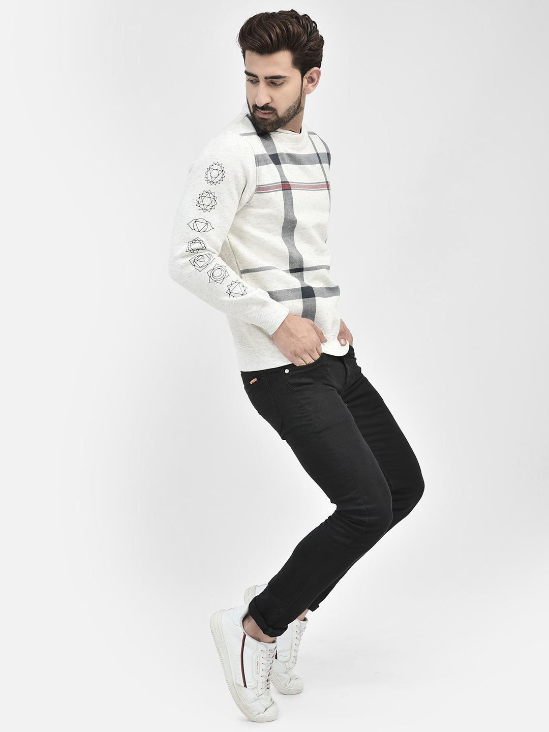 White Printed Sweatshirt-Men Sweatshirts-Crimsoune Club