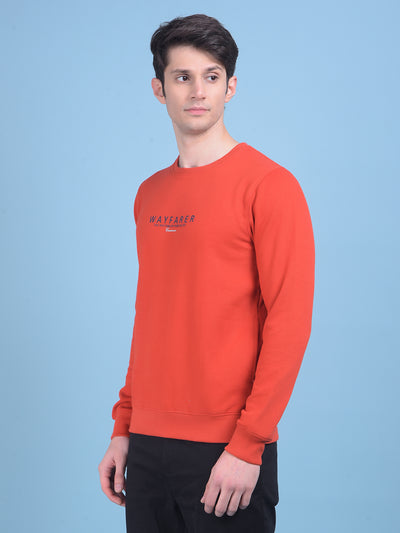 Red Typographic Print Sweatshirt-Men Sweatshirts-Crimsoune Club