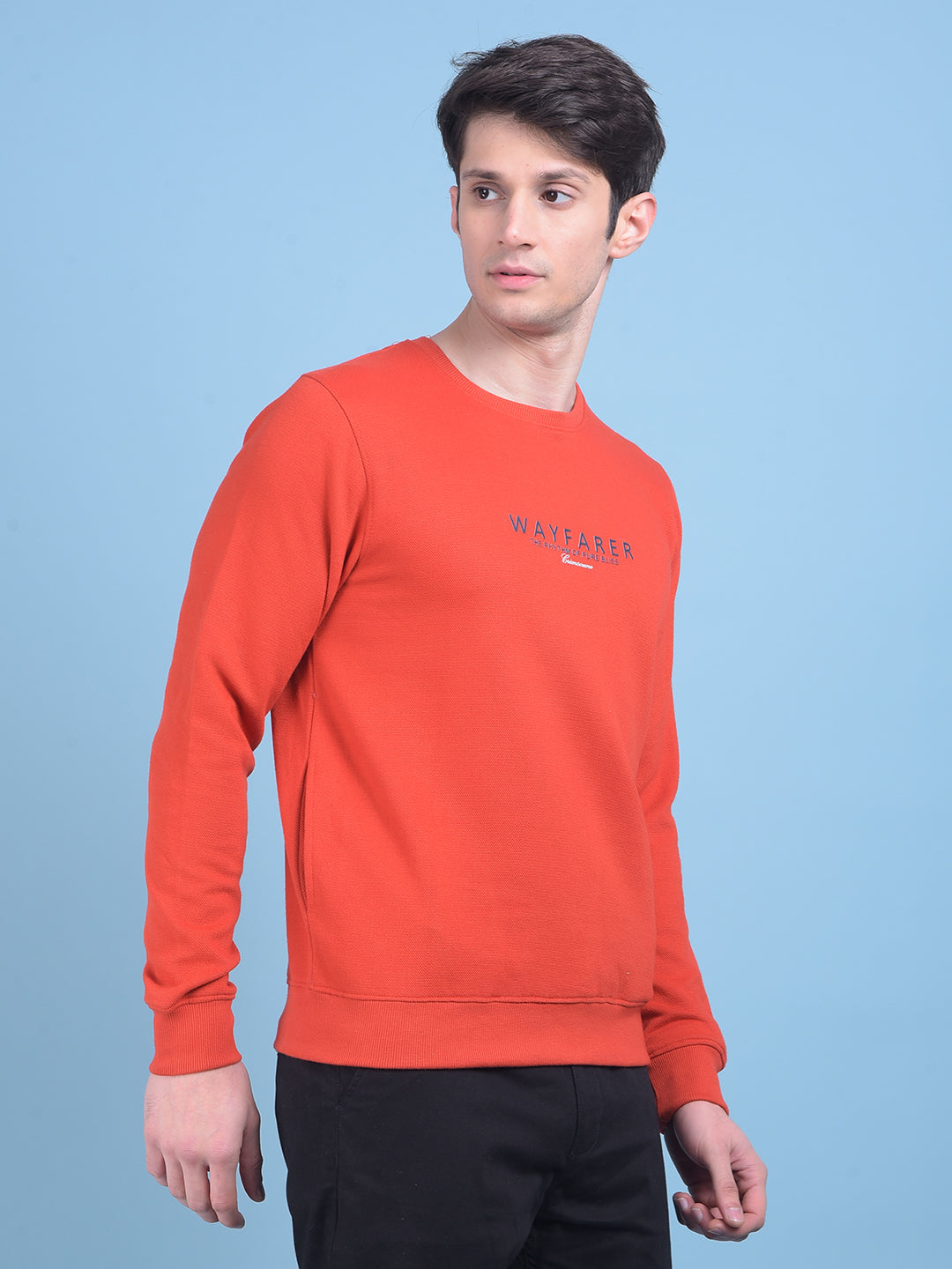 Red Typographic Print Sweatshirt-Men Sweatshirts-Crimsoune Club