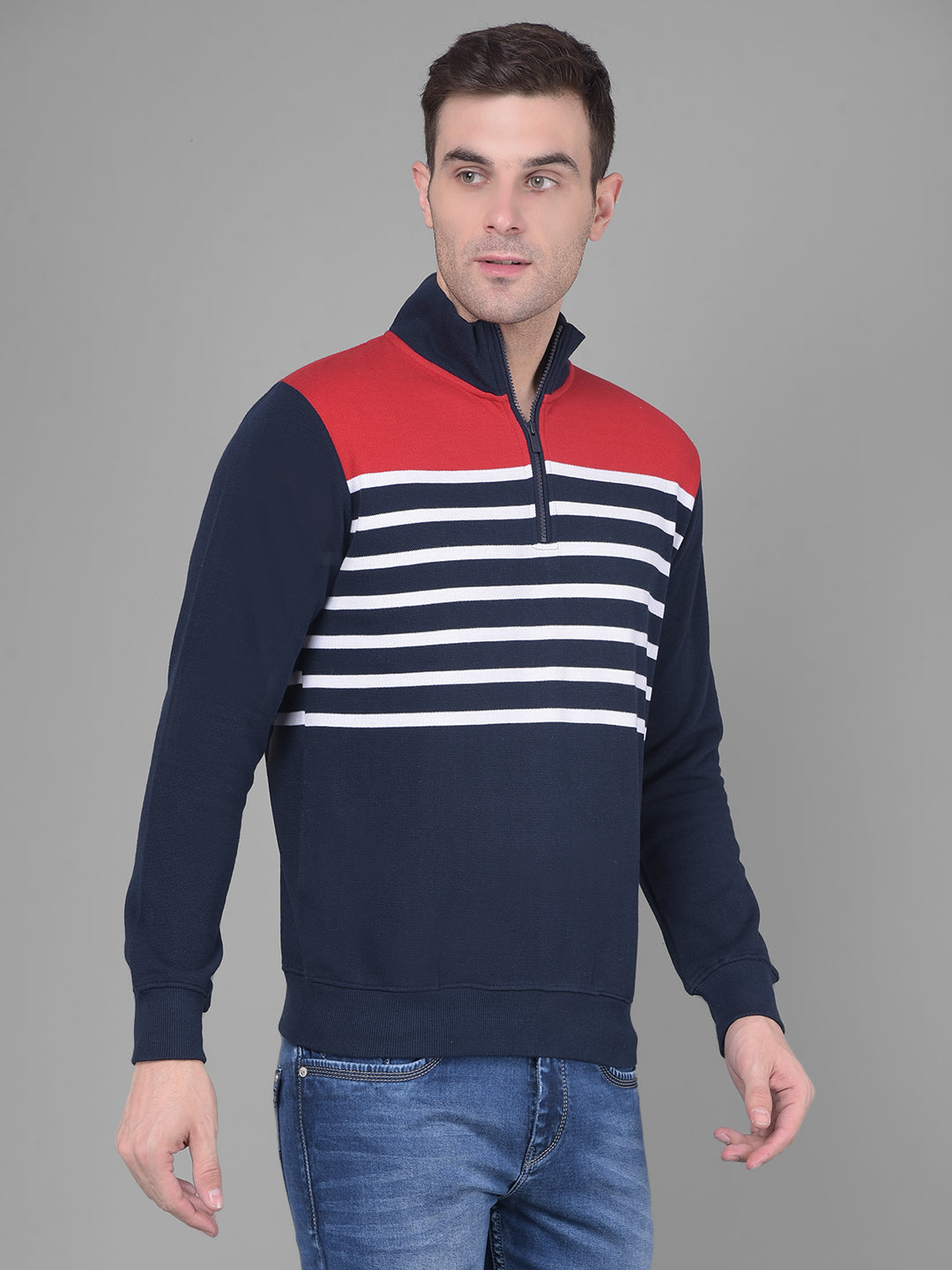 Red Stripes Sweatshirt-Men Sweatshirts-Crimsoune Club