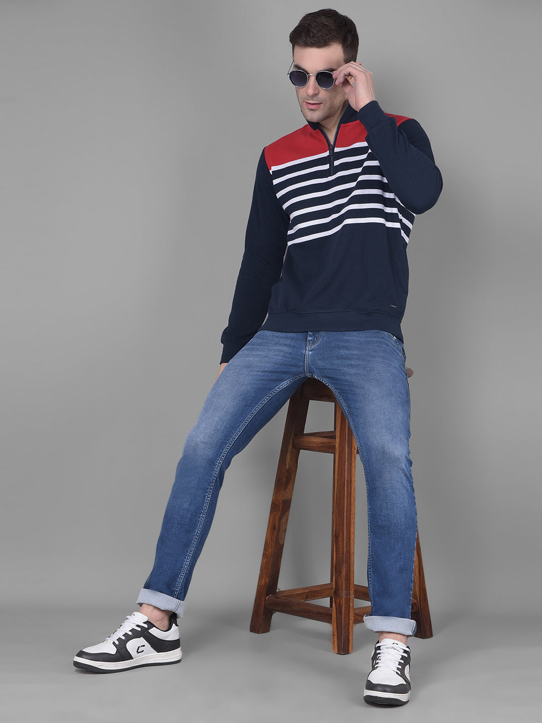 Red Stripes Sweatshirt-Men Sweatshirts-Crimsoune Club