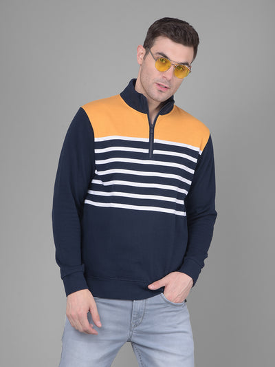 Mustard Stripes Sweatshirt-Men Sweatshirts-Crimsoune Club