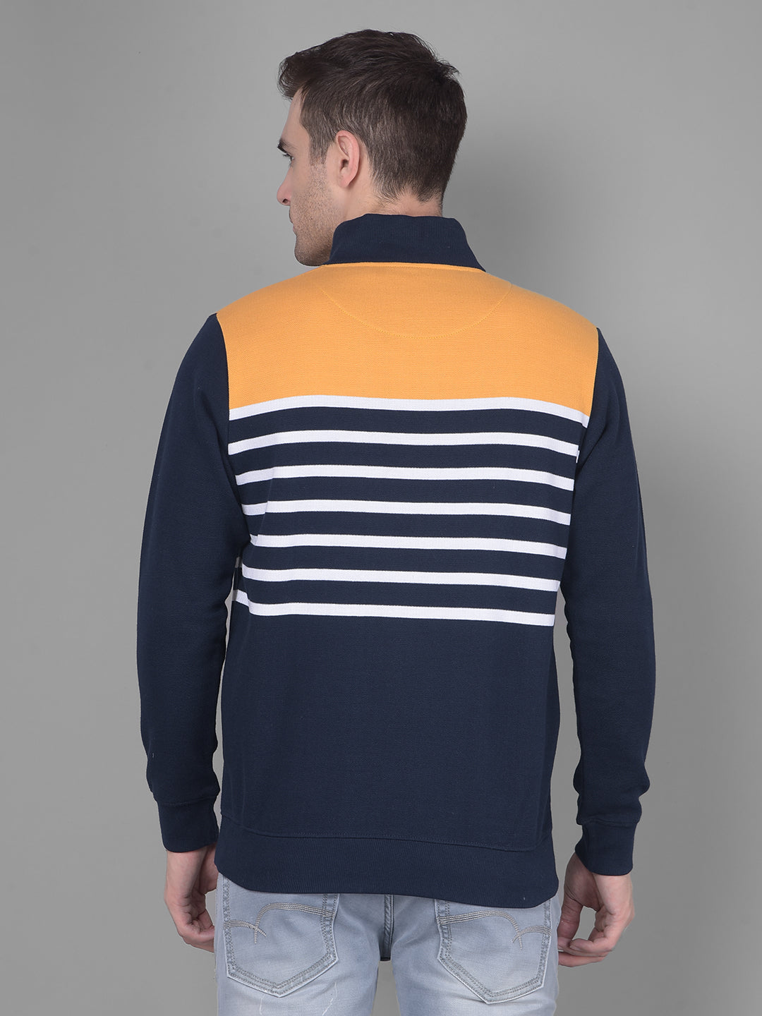 Mustard Stripes Sweatshirt-Men Sweatshirts-Crimsoune Club