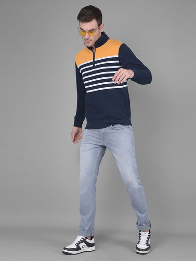 Mustard Stripes Sweatshirt-Men Sweatshirts-Crimsoune Club