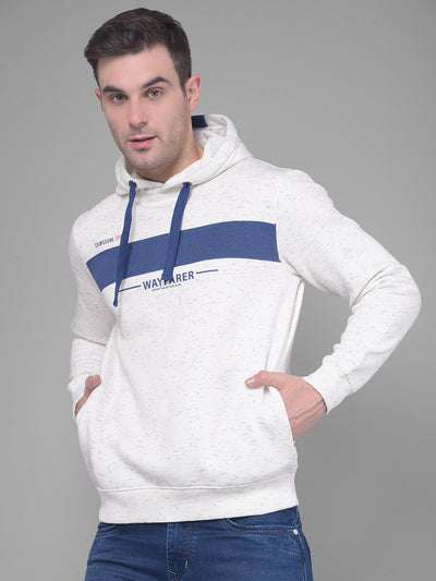 White Printed Hoodie Sweatshirt-Men Sweatshirts-Crimsoune Club