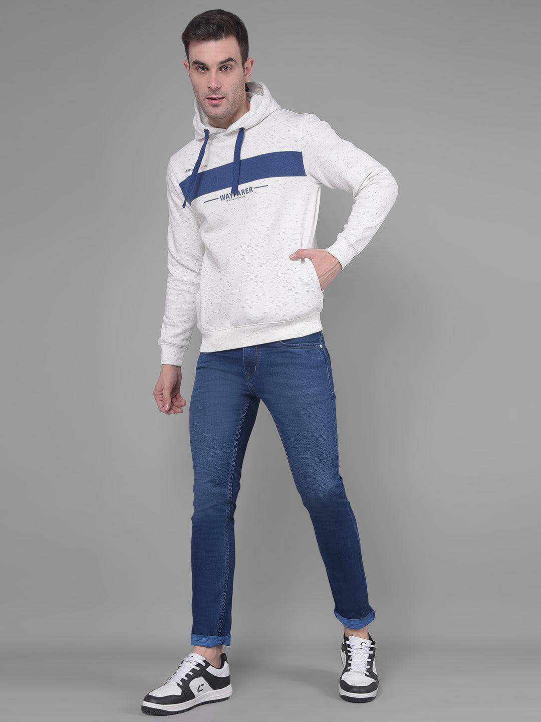 White Printed Hoodie Sweatshirt-Men Sweatshirts-Crimsoune Club