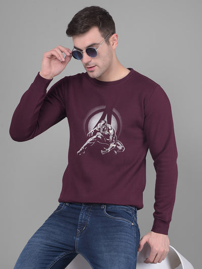 Wine Printed Sweatshirt-Men Sweatshirts-Crimsoune Club