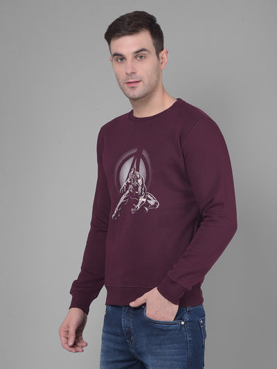 Wine Printed Sweatshirt-Men Sweatshirts-Crimsoune Club