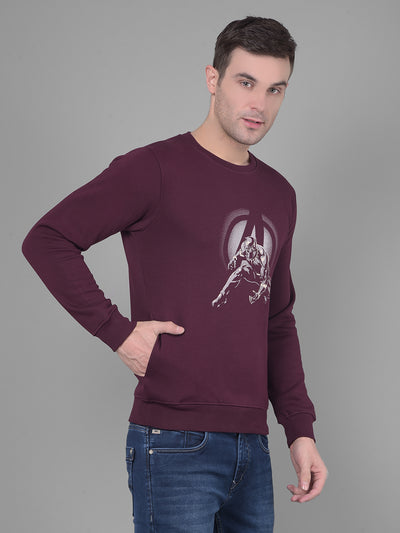 Wine Printed Sweatshirt-Men Sweatshirts-Crimsoune Club