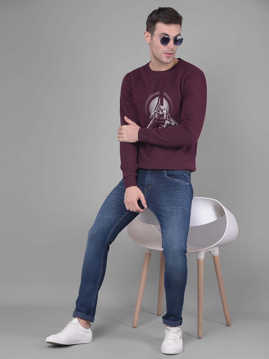 Wine Printed Sweatshirt-Men Sweatshirts-Crimsoune Club