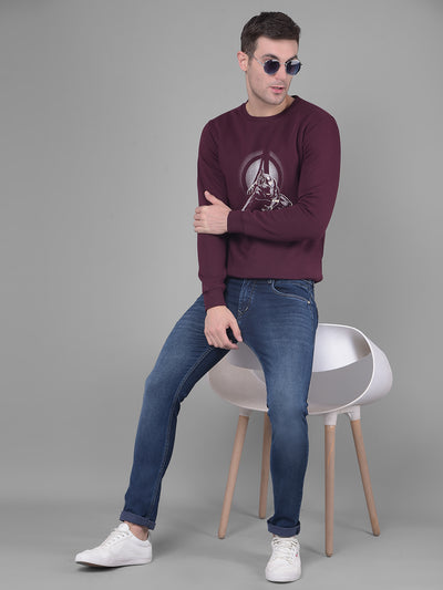 Wine Printed Sweatshirt-Men Sweatshirts-Crimsoune Club