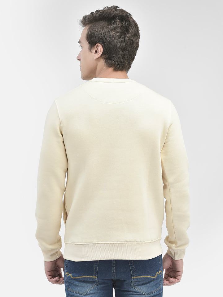 Cream Printed Round Neck Sweatshirt-Men Sweatshirts-Crimsoune Club
